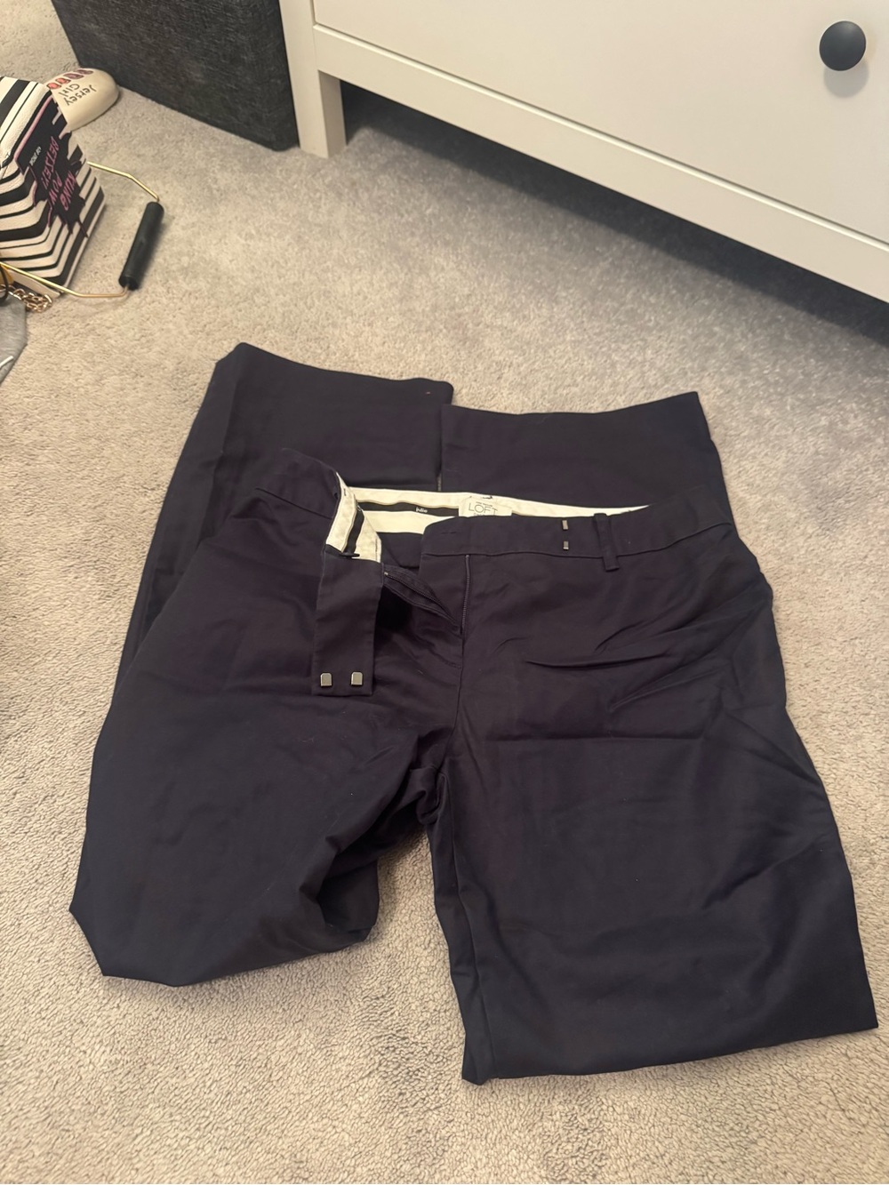 LOFT Navy Straight-Leg Dress Pants